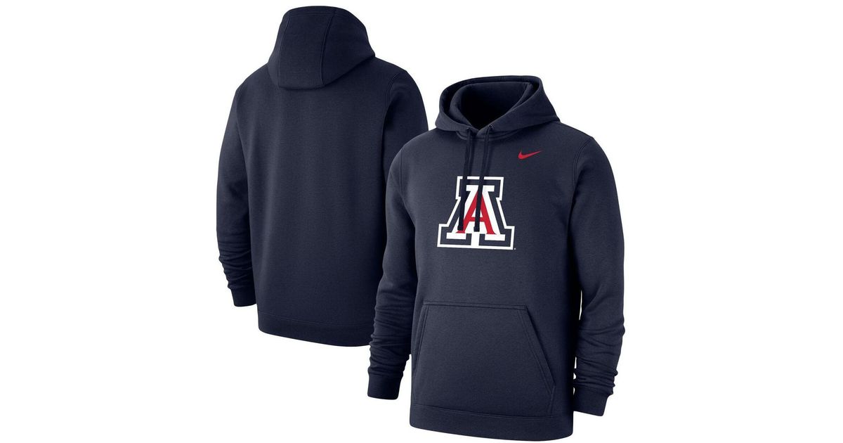 Nike Navy Arizona Wildcats Logo Club Pullover Hoodie in Blue for Men | Lyst