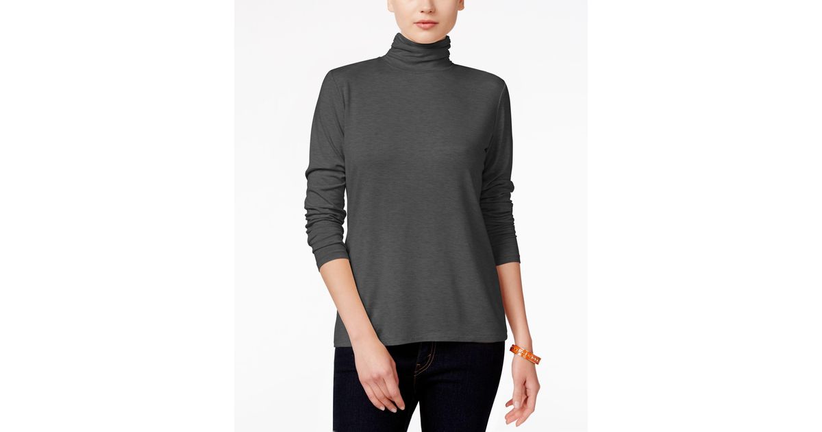 Synthetic Petite Mock-turtleneck 