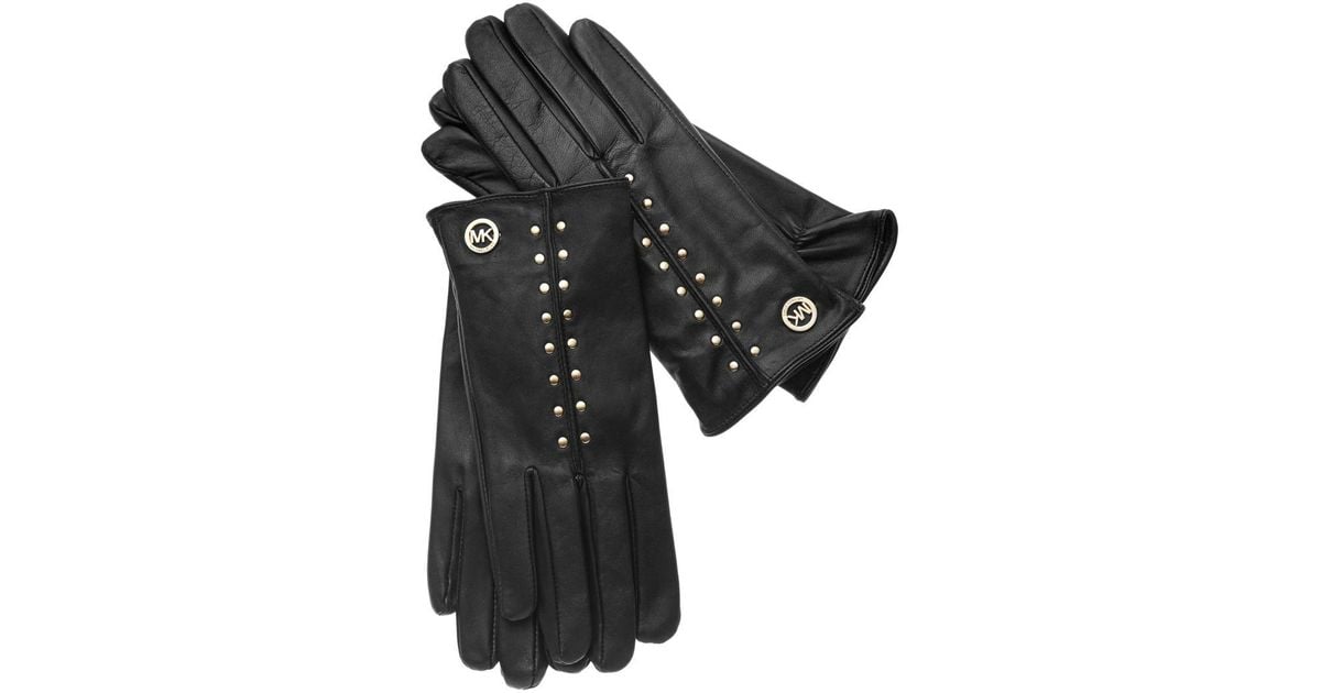 michael kors black leather gloves