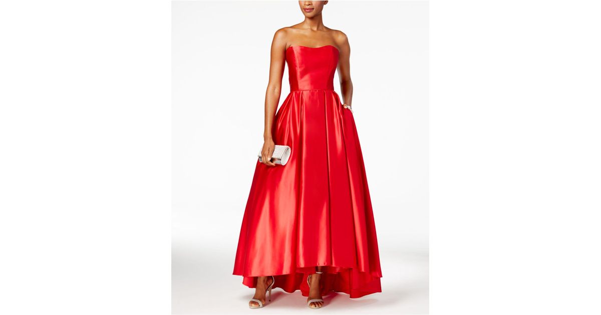 strapless high low gown