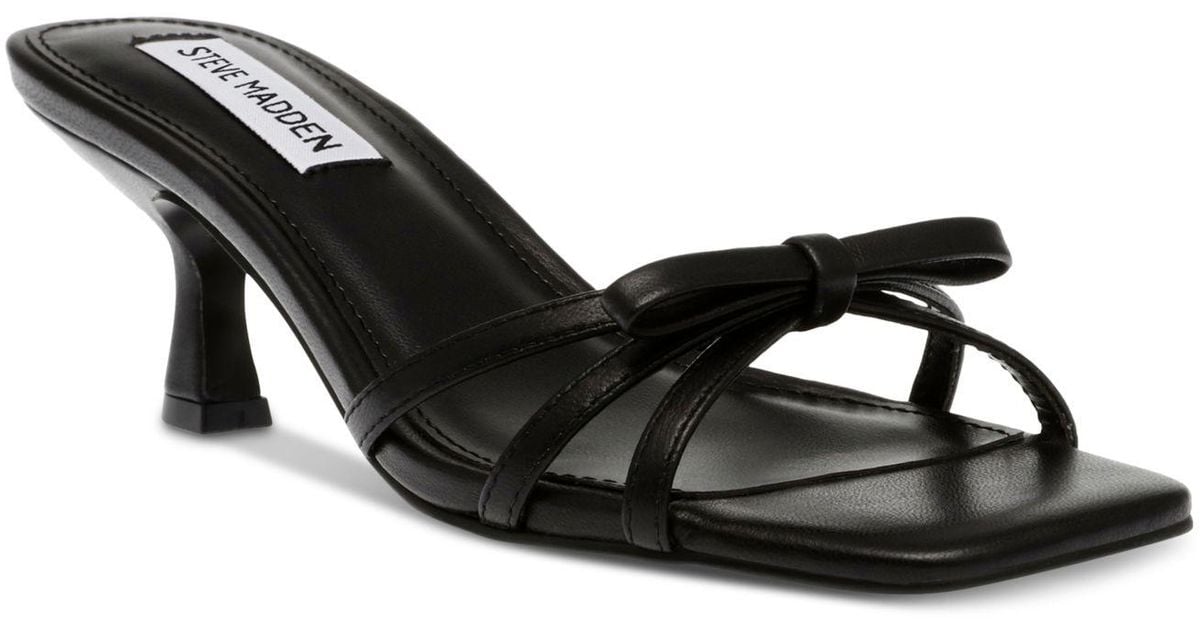 Steve Madden Sheley Bow Strappy Kitten-heel Sandals in Black | Lyst