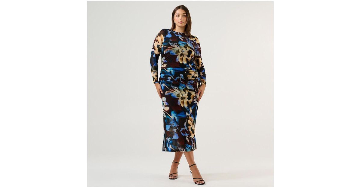 Estelle Cleo Mesh Midi Dress in Blue | Lyst