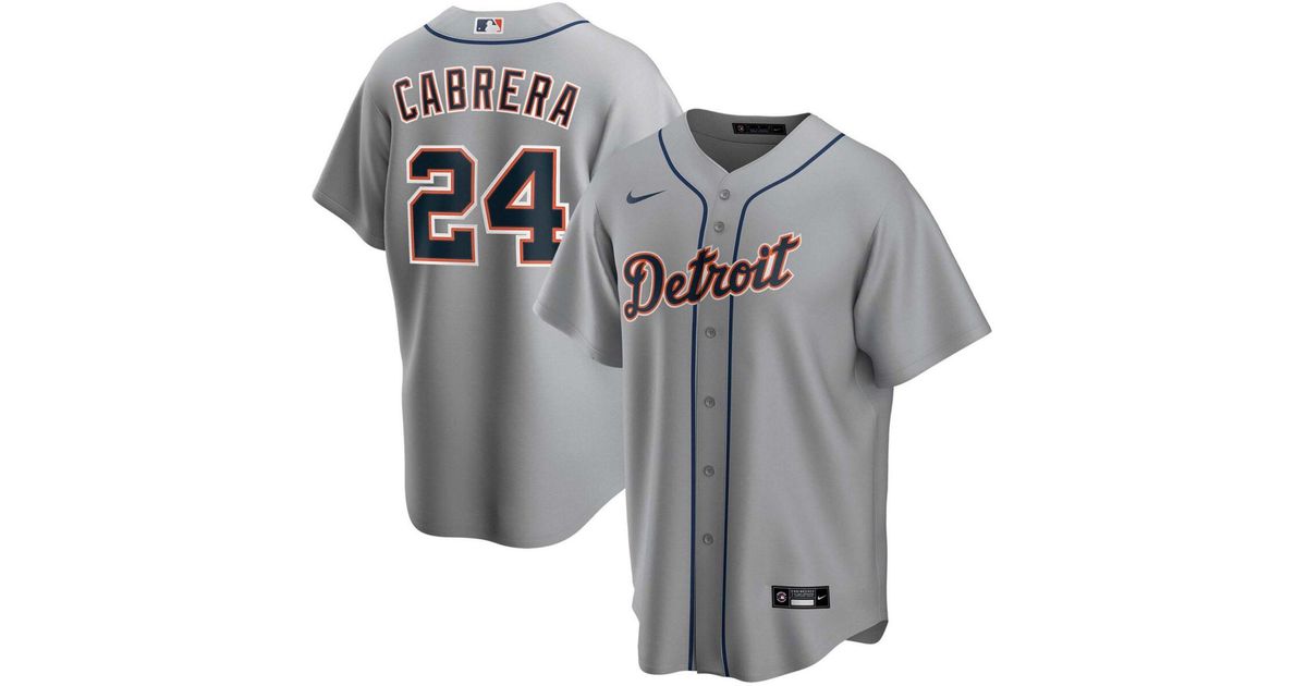 Nike Synthetic Miguel Cabrera Gray Detroit Tigers Road Replica Player