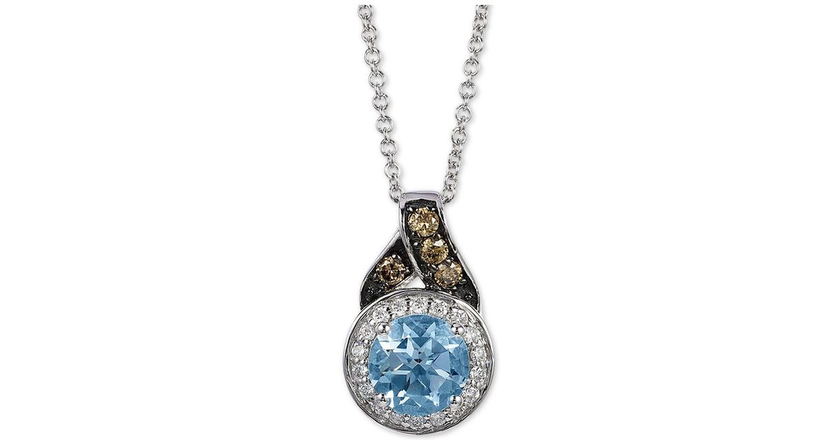 Le Vian ® Aquamarine (5/8 Ct. T.w.) & Diamond (1/8 Ct. T.w.) 18" Pendant Necklace In 14k White