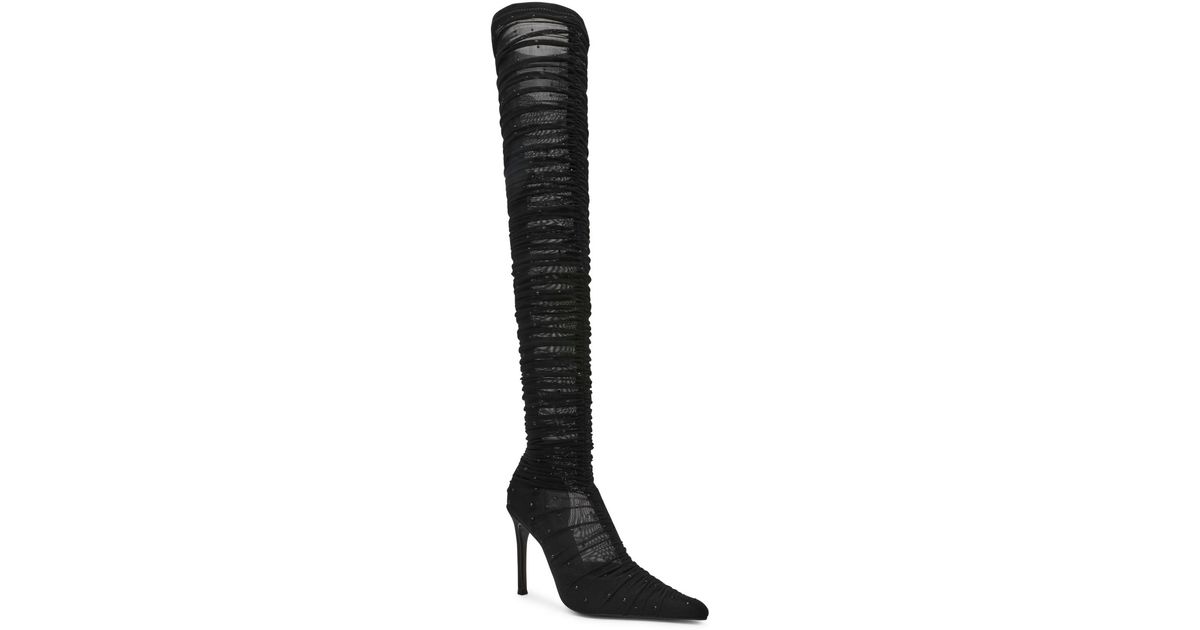 Steve Madden Rashida Rhinestone Mesh Over-the-knee Stiletto Dress Boots ...