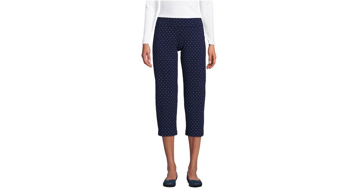 Lands' End Starfish Mid Rise Elastic Waist Pull On Crop Pants in Blue