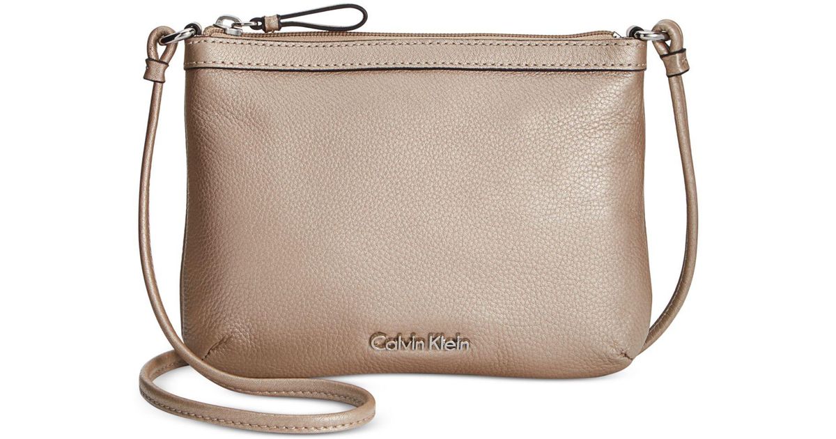 calvin klein carrie pebble leather crossbody