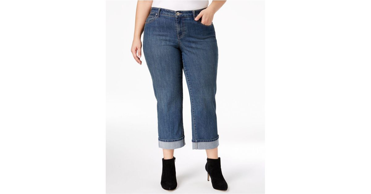 Style & Co. Denim Plus Size Cuffed Capri Jeans in Blue - Lyst