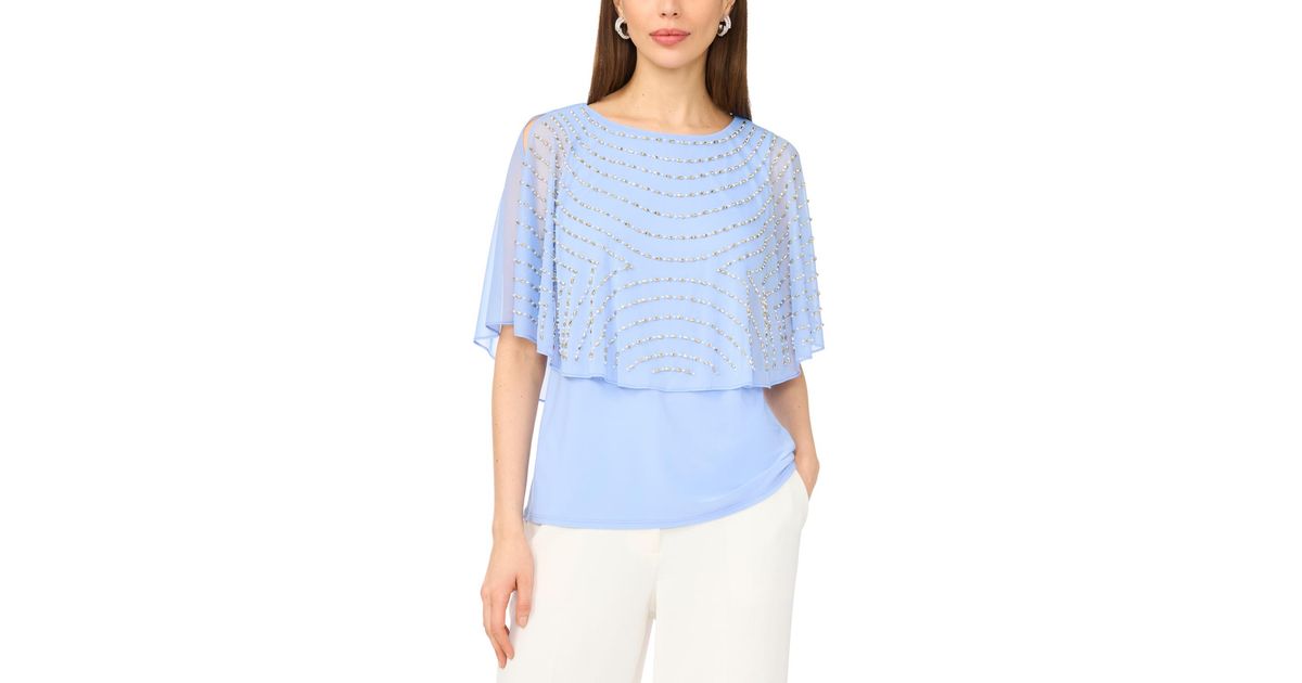 Split Cape Accessory Msk Split Cape Overlay Top in Blue | Lyst
