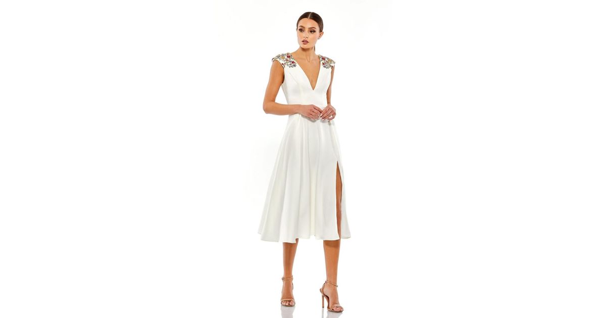 a line dress sale Women A-Line Midi Dress with Short Puffed Sleeve main image 1
