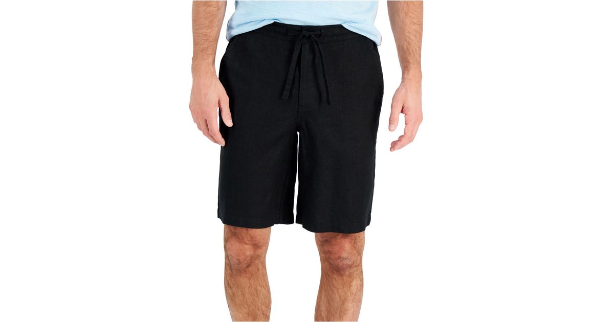 Club Room Linen Drawstring Shorts, Created For Macy's in Black for Men