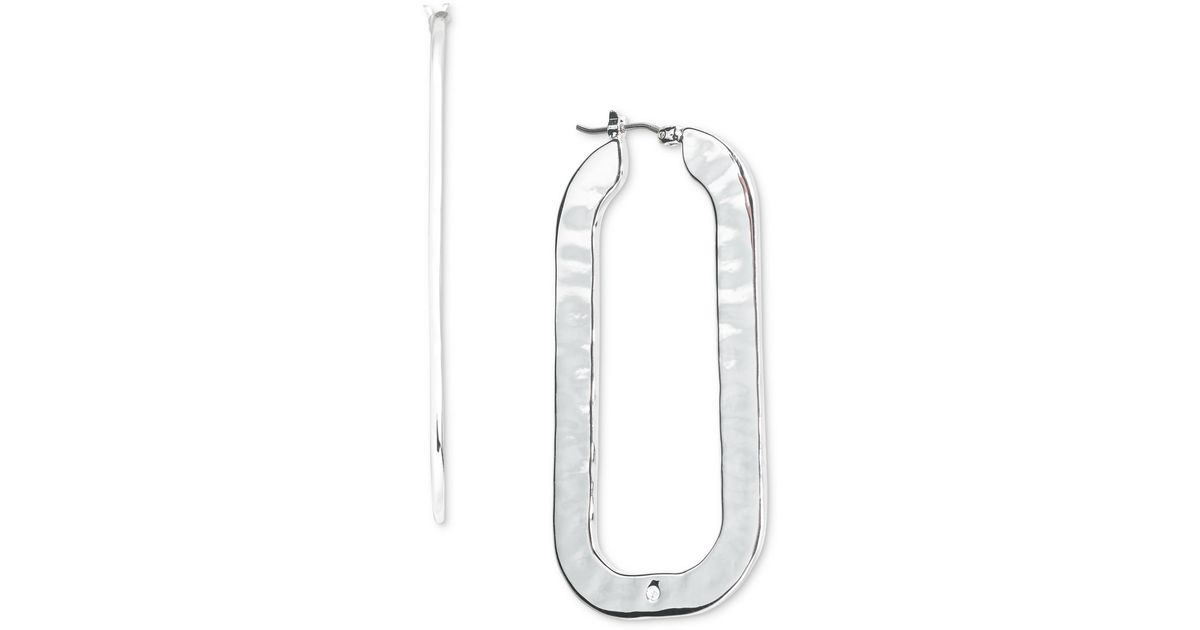 Rectangular Rounded Earrings Style & Co. Tone Rounded Rectangle Hoop Earrings in White | Lyst