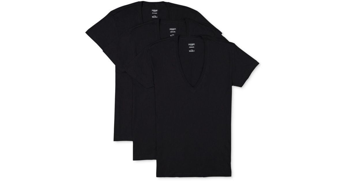 2xist Cotton Slimfit Deep Vneck 3 Pack Undershirt in Black for Men Save 51 Lyst