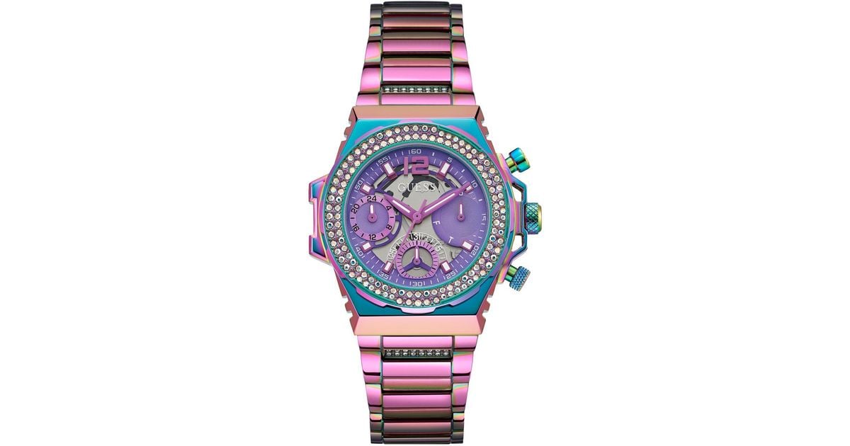 Guess Multifunction Iridescent Stainless Steel Watch 36mm in Blue Lyst