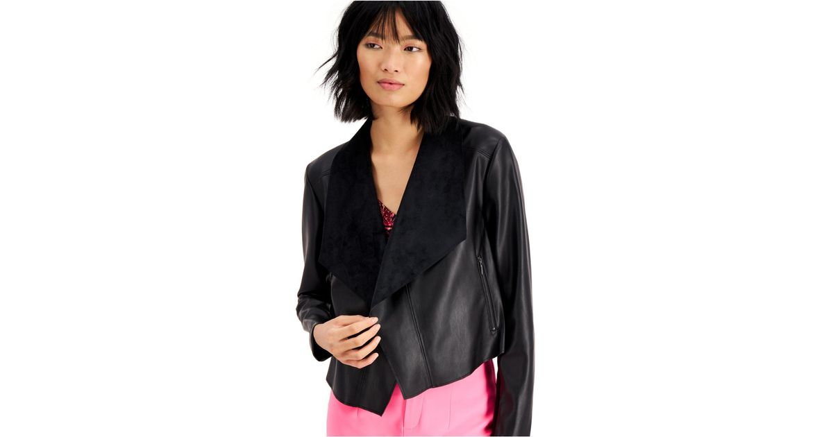 faux leather flyaway jacket