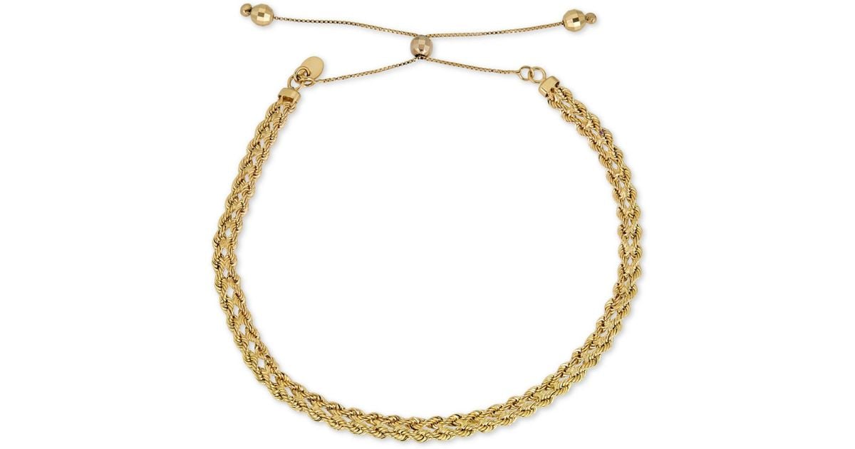 Macy's Kissing Hearts Link Bolo Bracelet In 14k Gold in Metallic Lyst