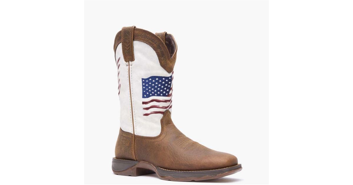 Durango Lady Rebel By Distressed Flag Embroidery Western Boot in White ...