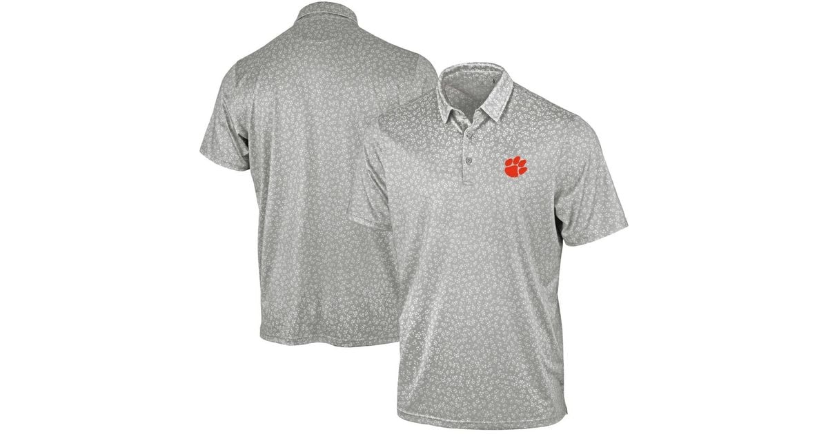 Antigua Clemson Tigers Mono Floral Polo Shirt in Gray for Men | Lyst