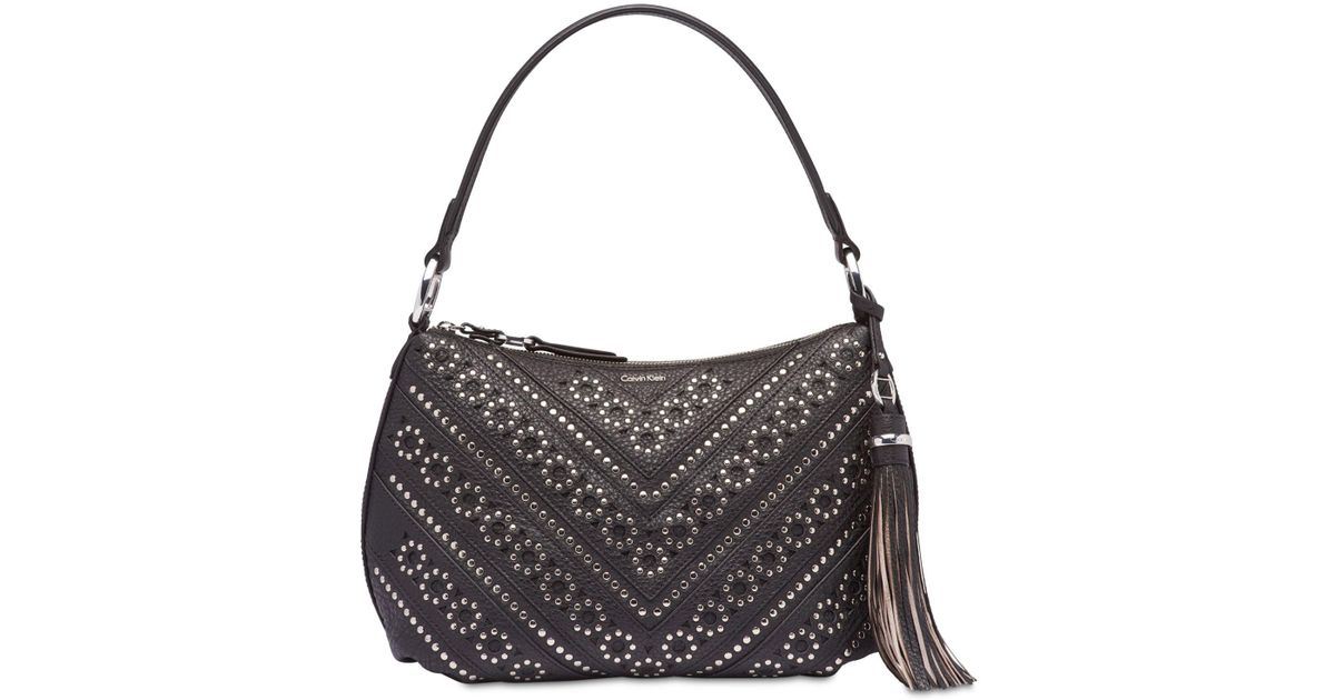 calvin klein pebble leather hobo