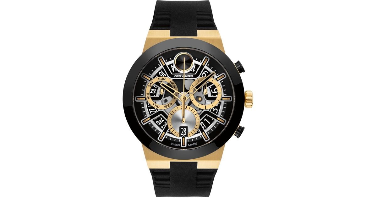 Movado Bold Fusion Swiss Quartz Chrono Silicone Watch in Black for Men ...