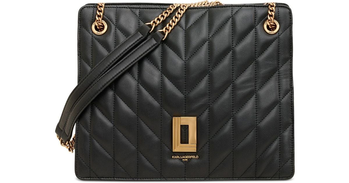 Karl Lagerfeld Lafayette Medium Leather Shoulder Bag in Black Lyst