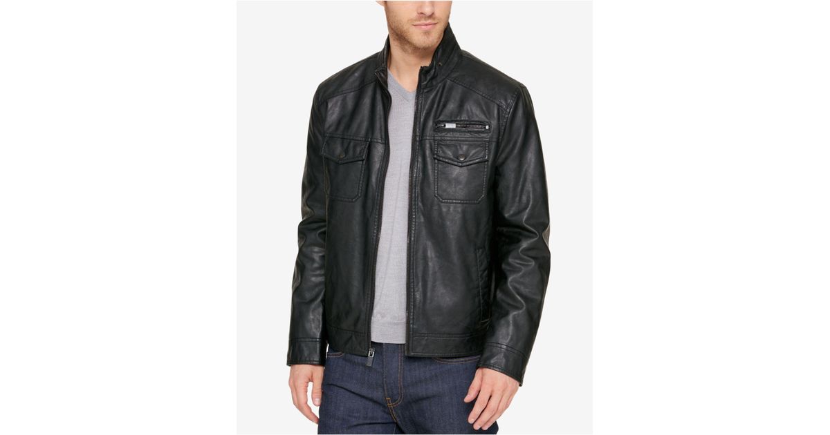 Lyst Kenneth Cole Men S Garrison Faux Leather Jacket In Black For
