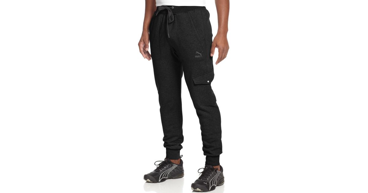 puma men's fleece cargo joggers