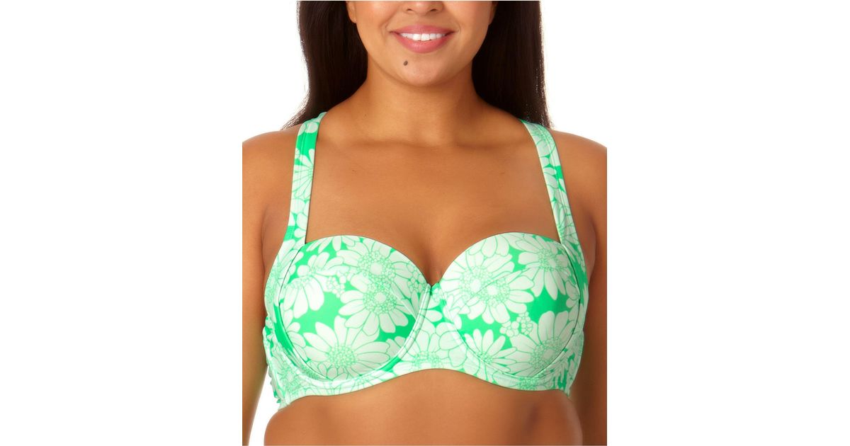 Salt + Cove Juniors' Plus Size Printed Crossback Brasized Bikini Top, Created For Macy's in