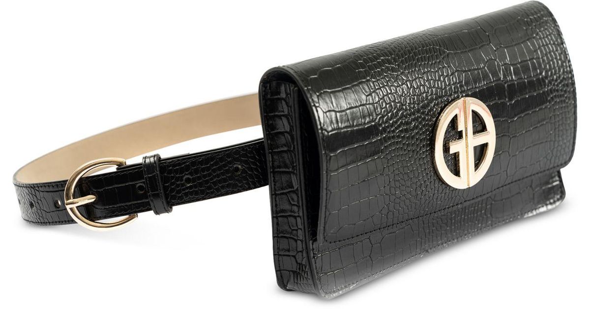 Giani Bernini Croc-embossed Logo Belt Bag in Black | Lyst