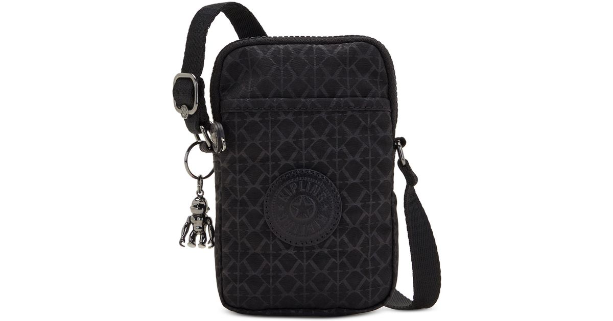 Kipling Tally Mini Phone Zip-top Nylon Crossbody Bag in Black | Lyst