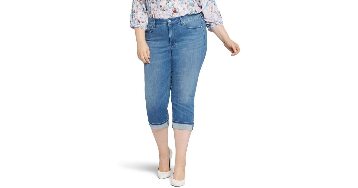 NYDJ Plus Size Marilyn Straight Crop Cuff Jeans in Blue | Lyst