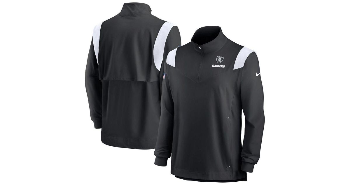 Nike Synthetic Black Las Vegas Raiders 2022 Coach Chevron Lockup Quarter-zip Long Sleeve Top for