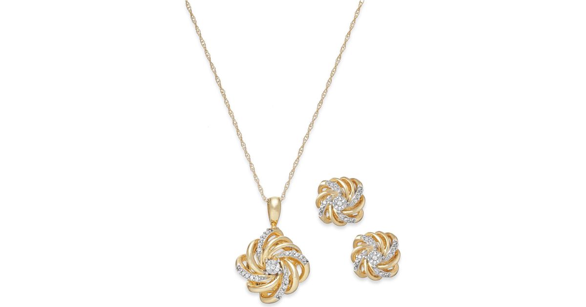 Macy's Diamond Love Knot Jewelry Set In 