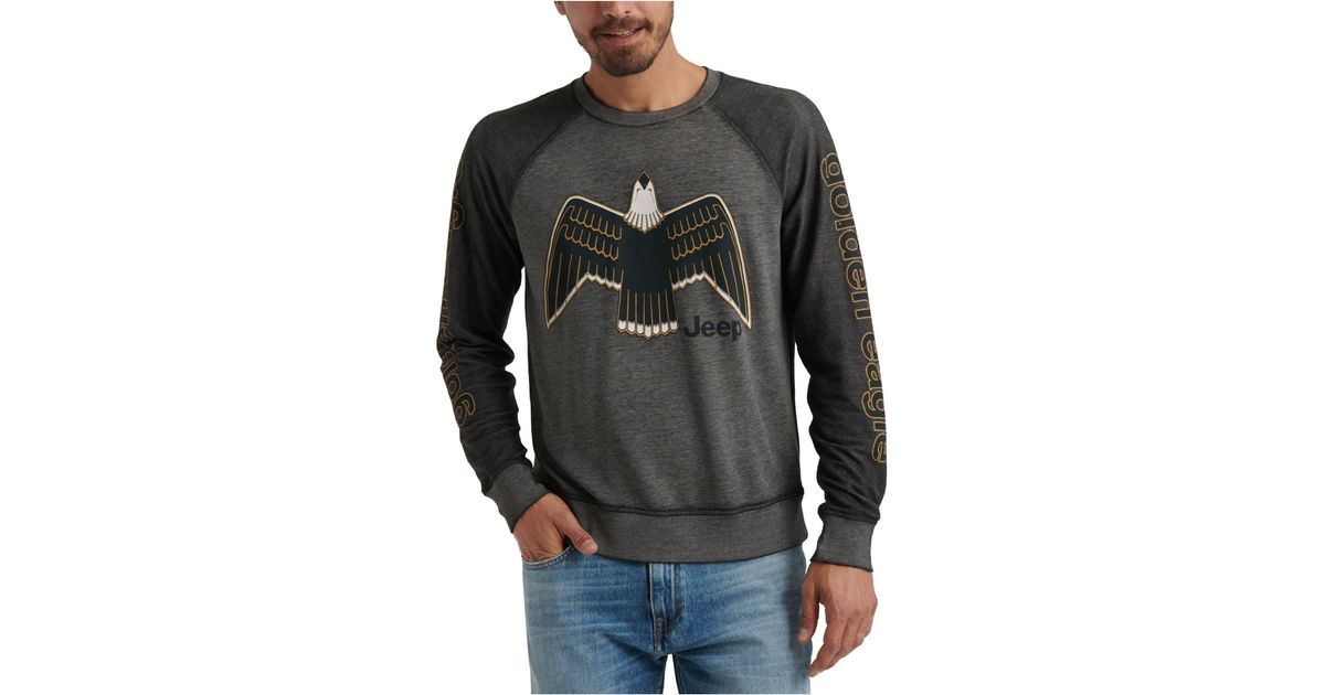 Lucky Brand Gray Jeep Golden Eagle Graphic Sweatshirt For Men