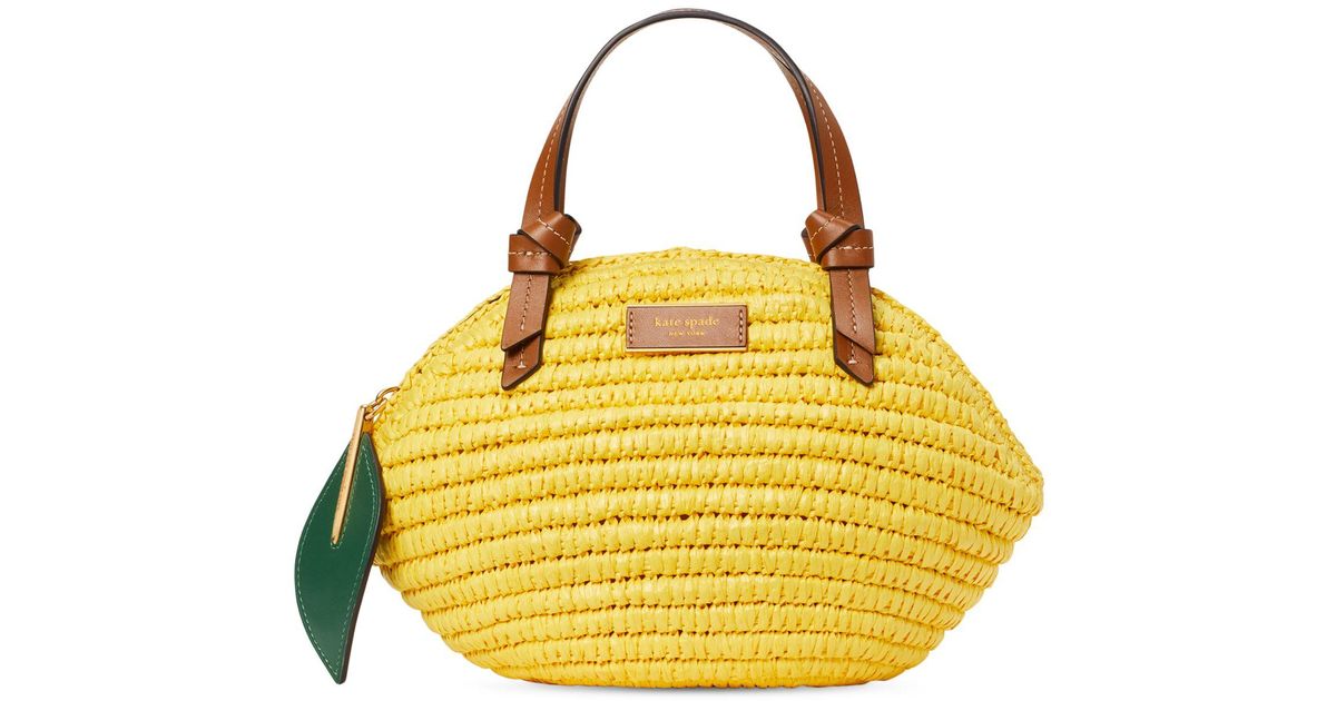 Kate Spade Lemon Drop 3d Straw Medium Crossbody Tote in Yellow Lyst