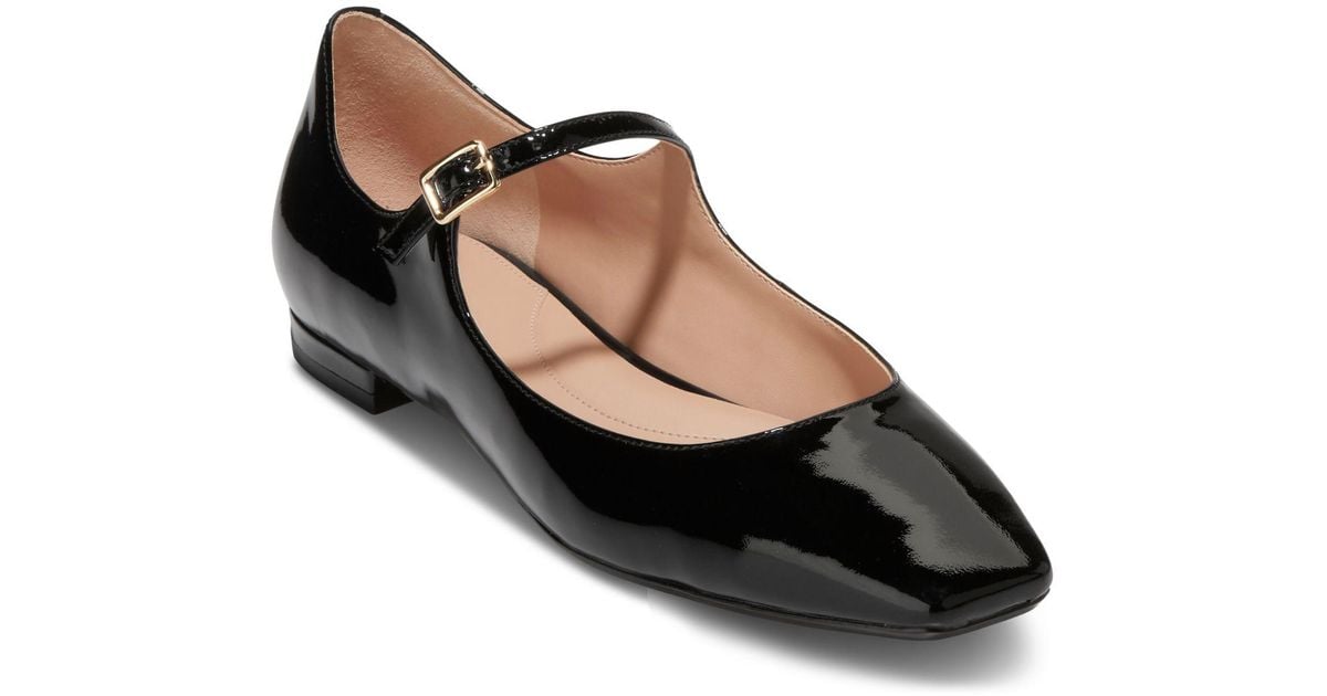 Cole Haan Leather Bridge Mary Jane Ballet Flats in Black Patent (Black ...