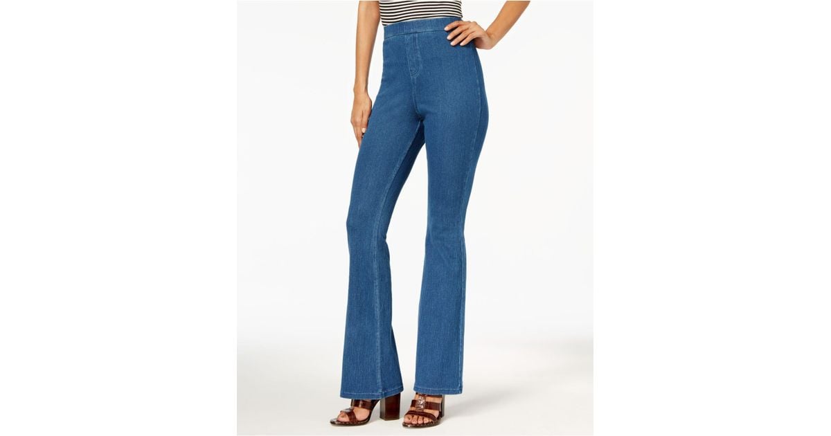 Hue Women's High-waisted Denim Flare Leggings in Blue | Lyst