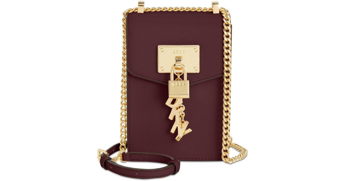 dkny elissa pebbled charm chain strap crossbody