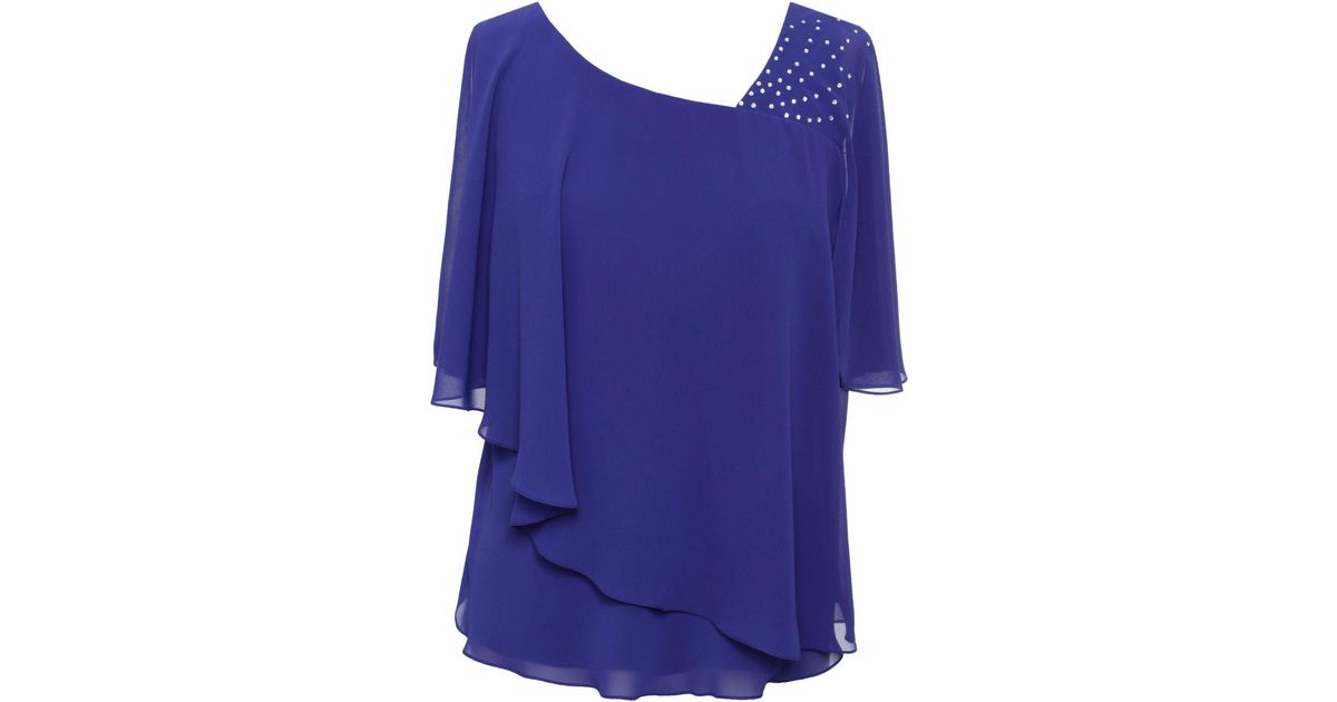 Alex Evenings Petite Embellished Popover Blouse in Purple | Lyst