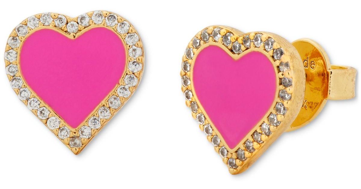 Kate Spade Heart Stud Earrings in Pink Lyst