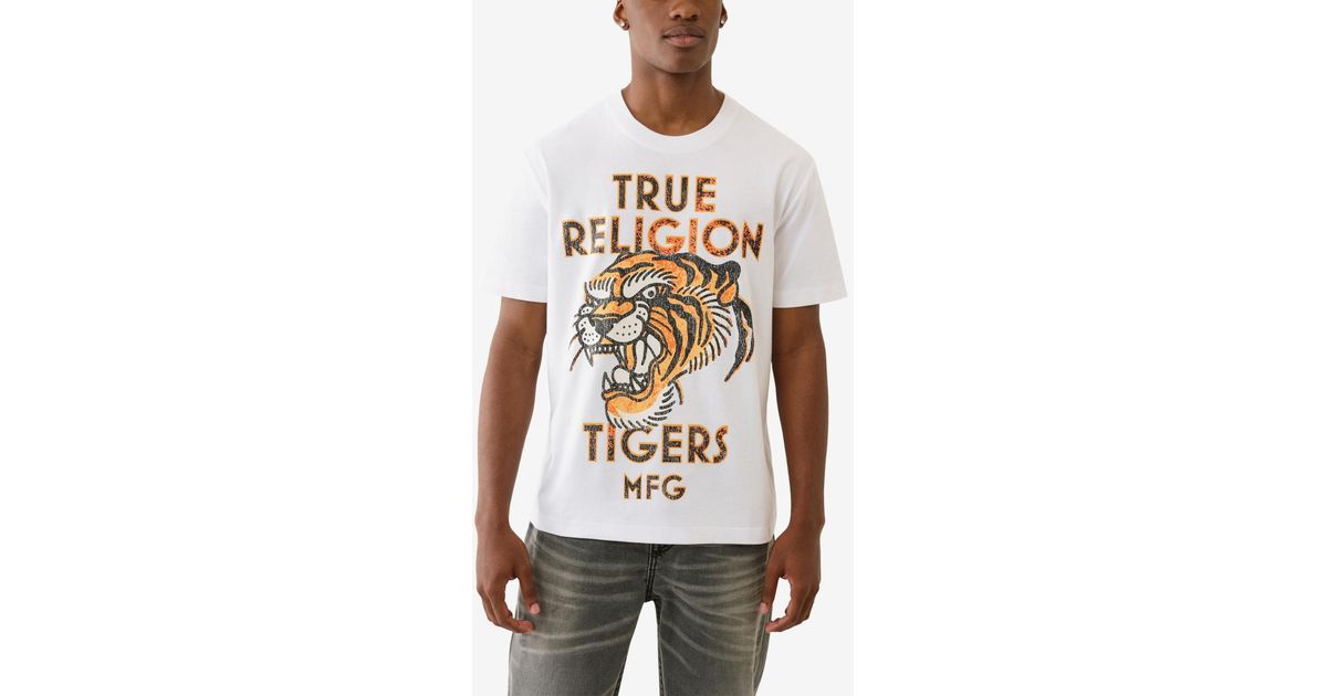 TRUE RELIGION Tiger Vintage Short Sleeve T-shirt in White for Men