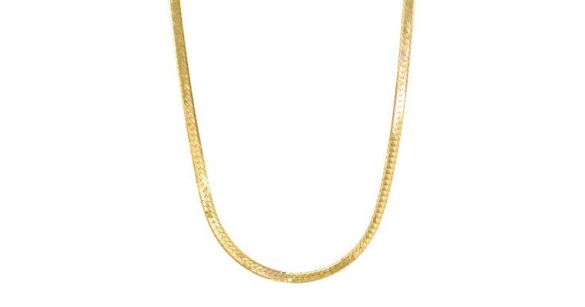 Yellow Rope 1mm Italian Gold Herringbone Chain 18 20 Necklace 2.1mm In 10k in Metallic ...