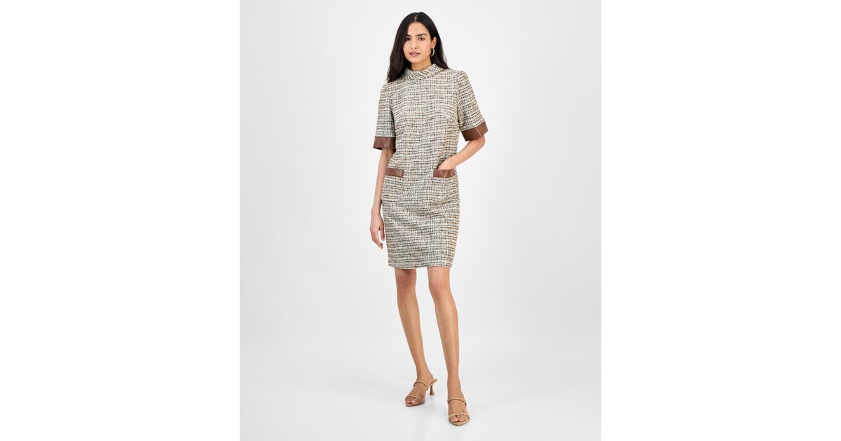 knee length dresses for ladies Rhia Gown In Faux Leather – Halston main image 1