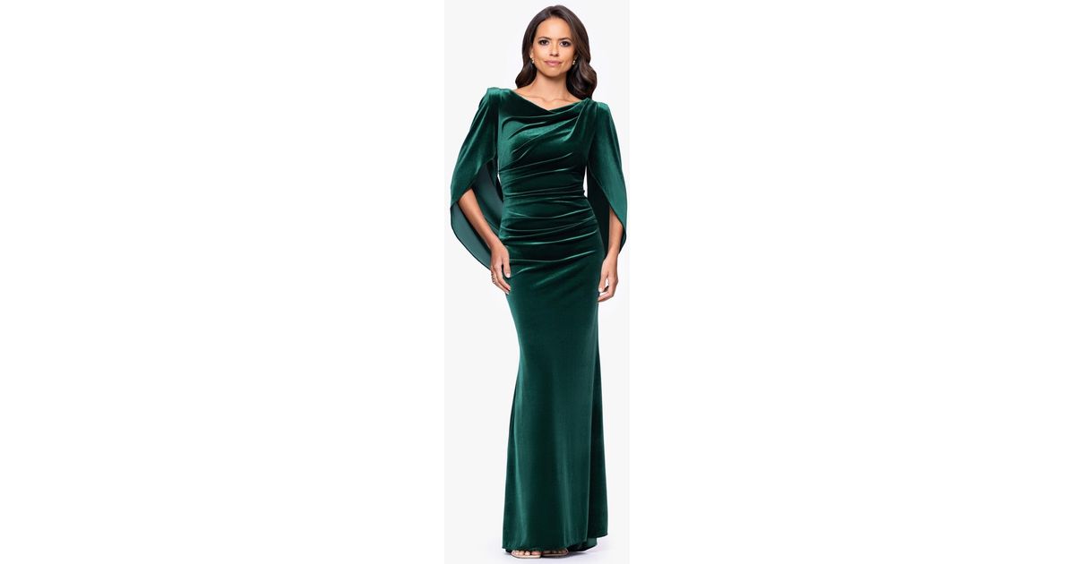 B & A by Betsy and Adam Petite Long Drape Back Dress in Green | Lyst