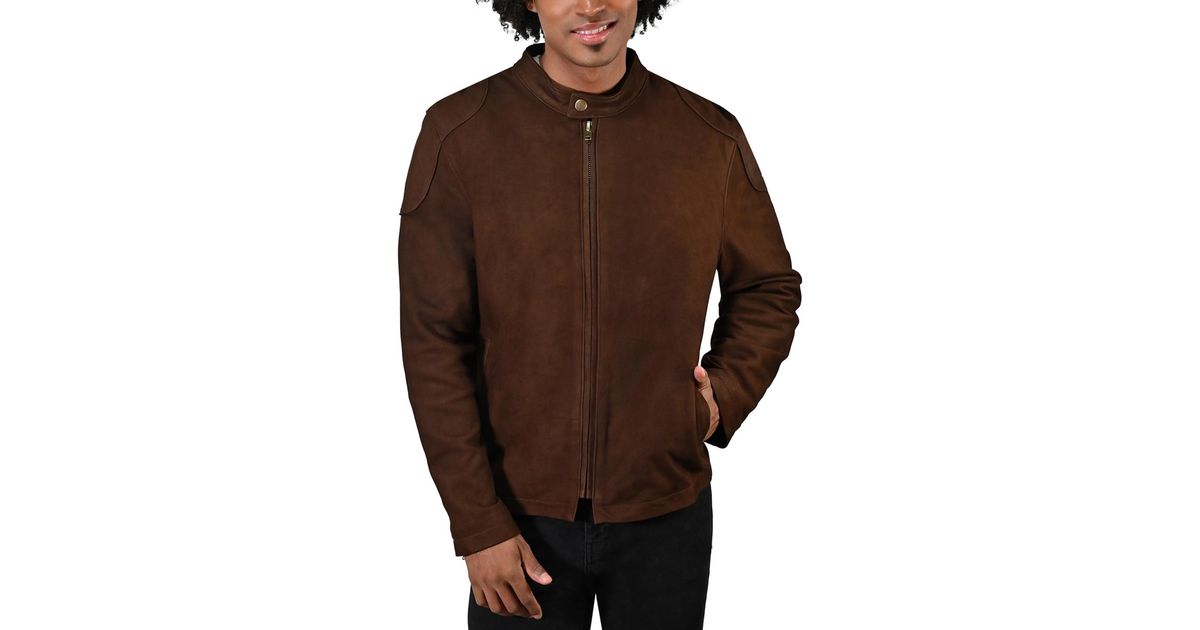 Frye Cafe Racer Leather Jacket in Brown for Men | Lyst