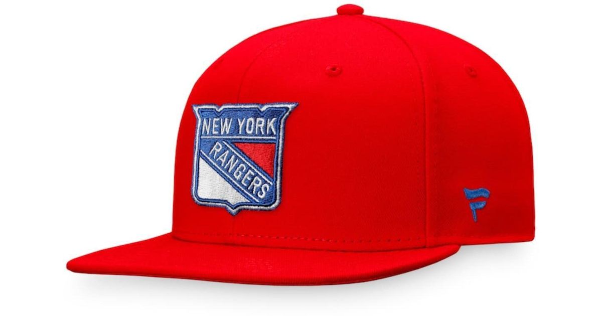 Fanatics New York Rangers Core Primary Logo Fitted Hat in Red for Men ...