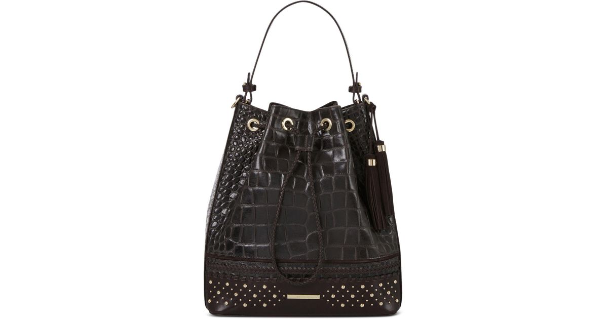 Brahmin Marlowe Medium Leather Bucket Shoulder Bag in Black | Lyst