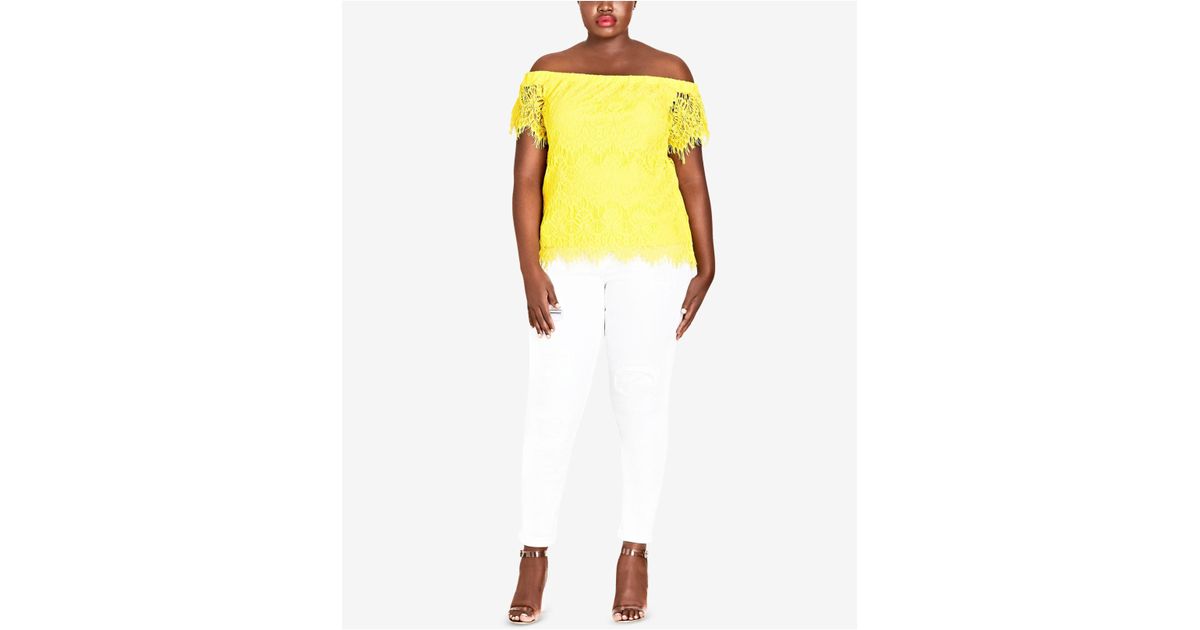 plus size yellow off the shoulder top
