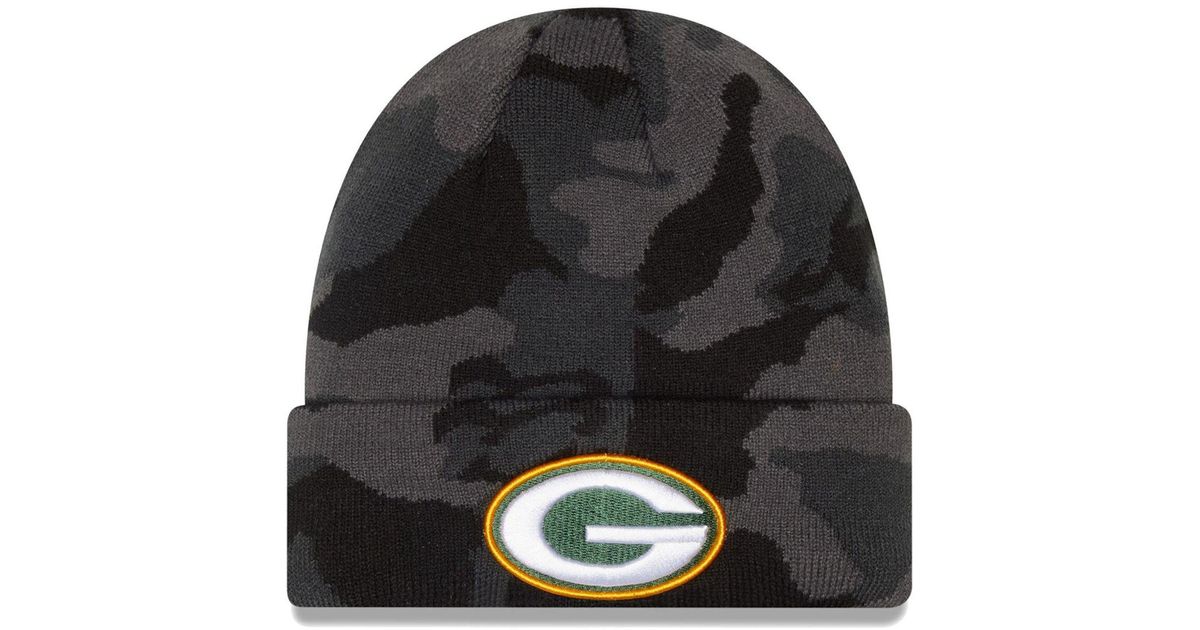 KTZ Green Bay Packers Camo Cuffed Knit Hat in Black for Men | Lyst