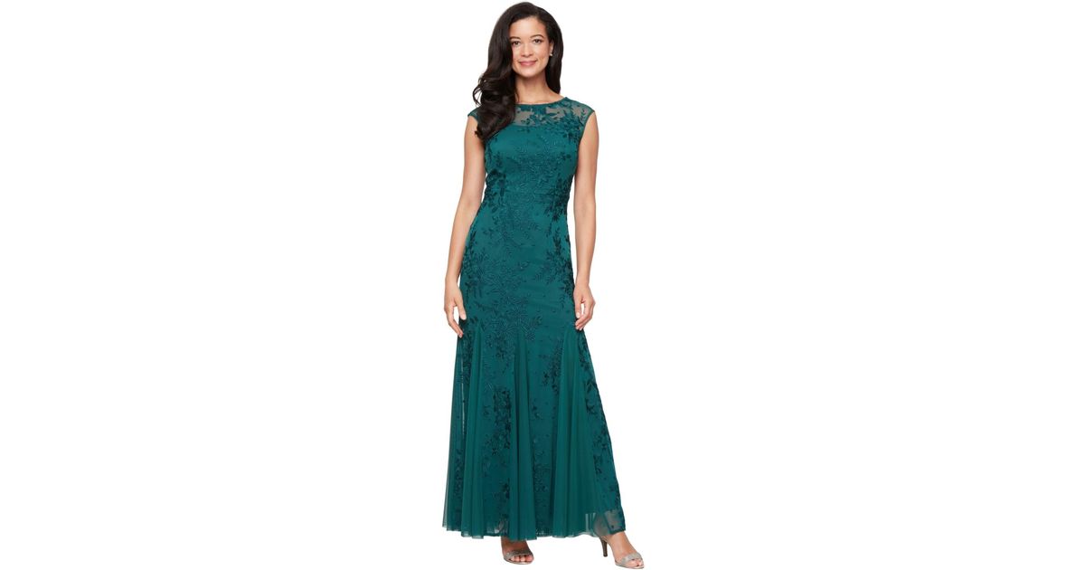 chinese dress ladies Alex Evenings Petite Victoria Empire Waist Gown Navy / 12p main image 0